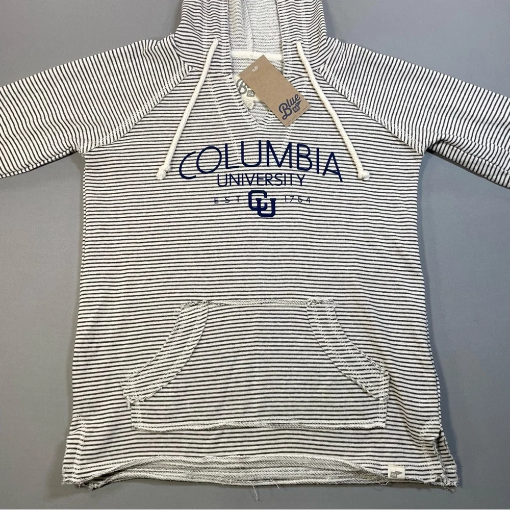 Blue 84 Columbia University White & Navy Striped Hoodie - Picture 8 of 15
